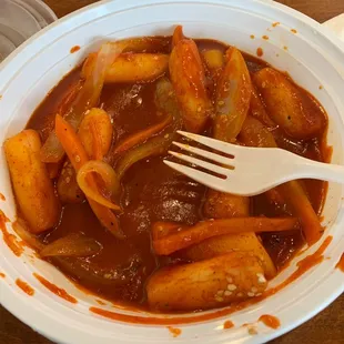 Tteokbokki half-eaten because I love it!