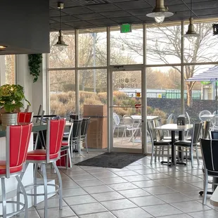 the inside of a restaurant