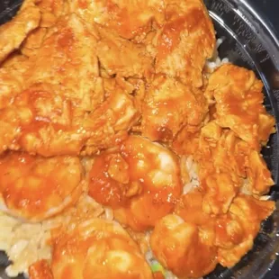 Only Fried Rice (spicy) w/ chicken and shrimp added