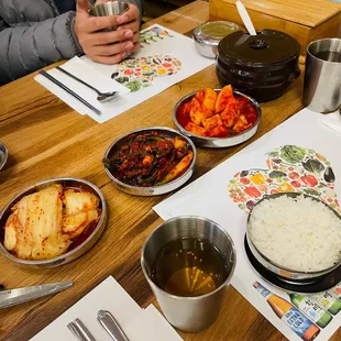 a table full of asian food