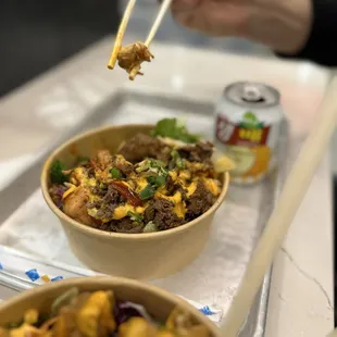 Bul bap and pear juice