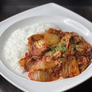 a plate of food with rice