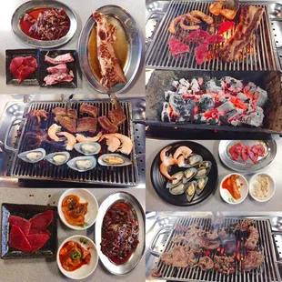 AYCE BBQ #shrimp #marinated #bulgogi #calamari #octopus #koreanribeye #ribeyesteak #chicken #beeftougue #tripe #wineporkbelly #charcoalfire
