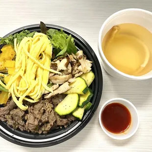 Bulgogi Bibimbap with Fish Cake Soup