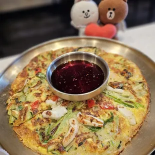 Seafood pancake... fluffy and moist!