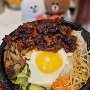 Pork Dolsot - on a bed of rice in a stone pot (spicy)