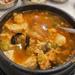 Seafood Sundobu Jjigae (Tofu Soup)