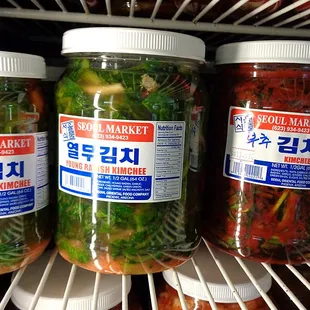 Different kinds of kimchi.