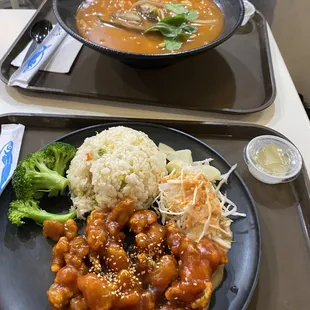 two plates of food on a table