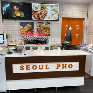 the counter of a restaurant