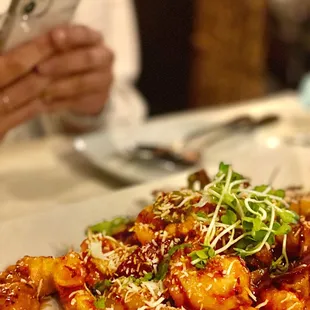 Stirfried coconut shrimp