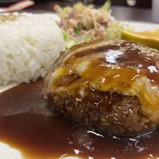 Hamburg Steak w/ rice and salad