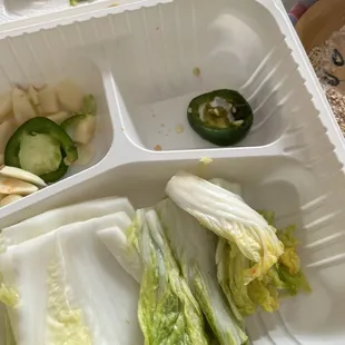 Wow, they put rotten jalapeños for to-go soondae large set.