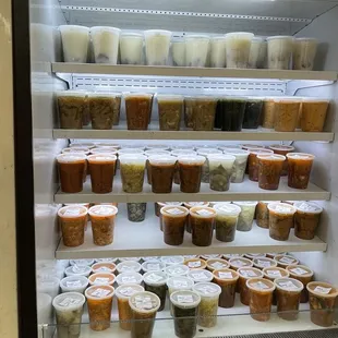 a refrigerator full of food items
