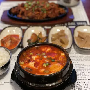 Beef Soondubu and Spicy Pork Bulgogi (ig: @hungryhoeseat)