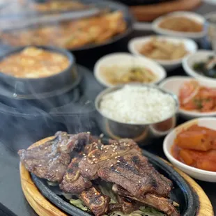BBQ Rib with Beef Tofu Soup Combo, Seafood and green onion pancake @lesminaddio