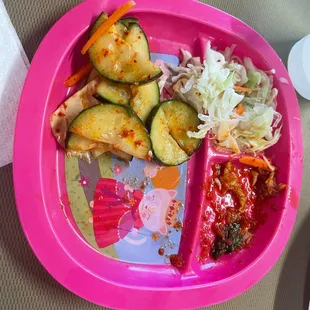 Banchan on Peppa Pig plates