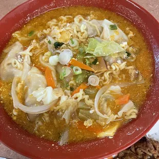Mandoo Ramen...mild or spicy...I ordered spicy, but I will recover. Actually really tasty.