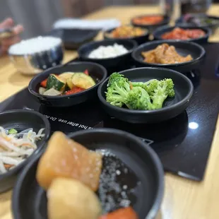The banchan (side dishes) lineup today