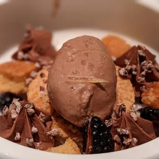 Amazing (whole fruit) chocolate ice cream with brown-butter cake