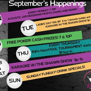the dates for the event