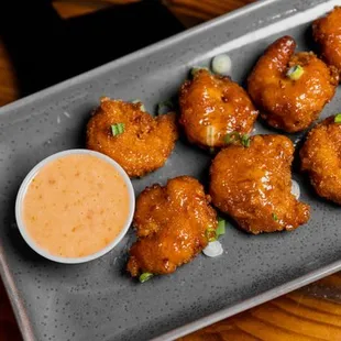 Bang Bang Shrimp with a side of bang bang sauce.