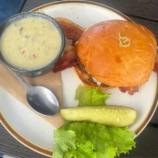 Grizzly Giant Burger, Italian cream soup!!