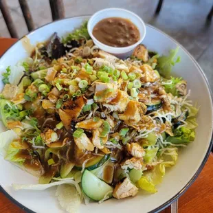 Oriental chicken salad. Good but ask for dressing on the side!