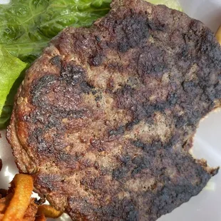 Hamburger patty is very dry.