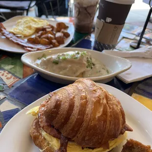 Biscuits and gravy are the go to!