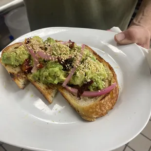 Avocado toast is so flavorful on fresh baked sourdough