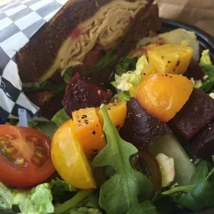 Lite lunch - half turkey sandwich with salad (yum!)