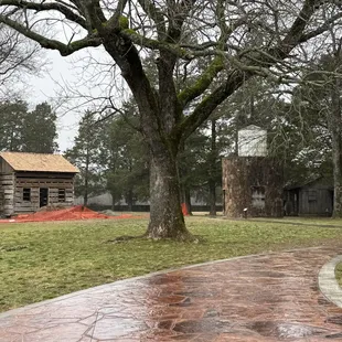 Water tower and new cabin being installed and relocated.