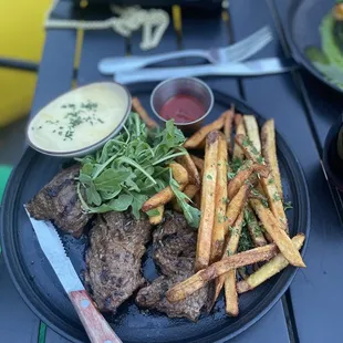 Steak tips with truffle fries