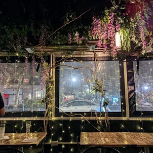Outdoor seating, open on one side