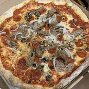 Supreme without bell pepper or olives.