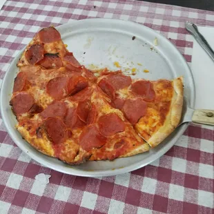 a half eaten pizza