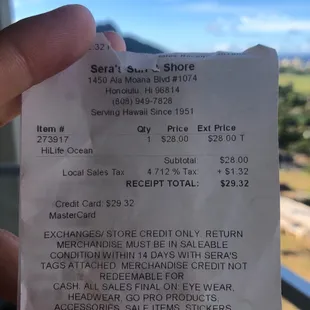 Receipt- beware "exchange / store credit only" on returns!