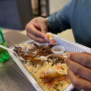 a man eating a meal