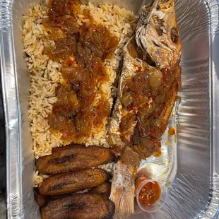 Liberian Dry Rice and fish Red snapper