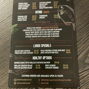 full menu