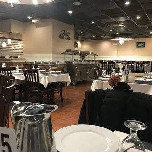 empty dining room with tables and chairs