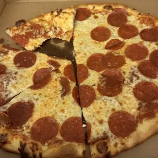 Pepperoni hot honey pizza.