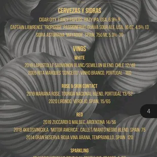 Their beer menu with a brewery IPA costing $9