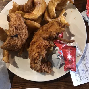 Chicken tender and fries
