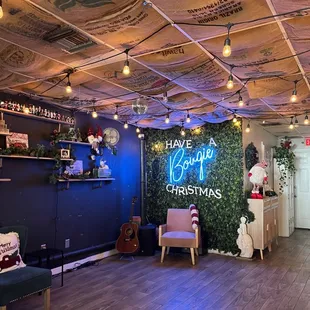 a christmas themed bar