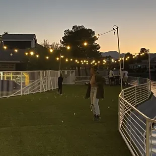 The outdoor area around sunset. We had our wedding at sunset.