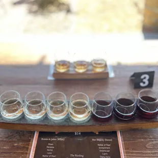 Serendipity Flight $14,00 - Kansas wines. The whiskey flight is photobombing in the back.