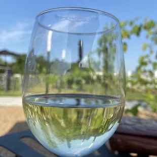 a glass of white wine
