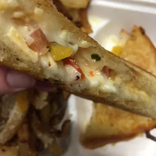 Those are peaches in my grilled cheese...AMAZING!